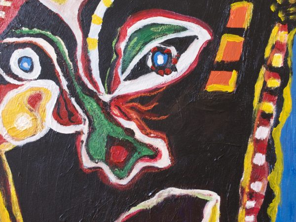 Colourful painting of face