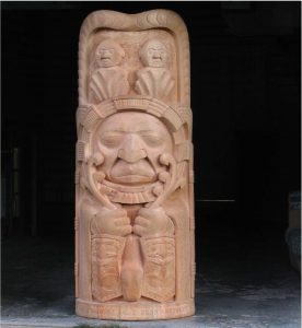 carved wooden totem pole